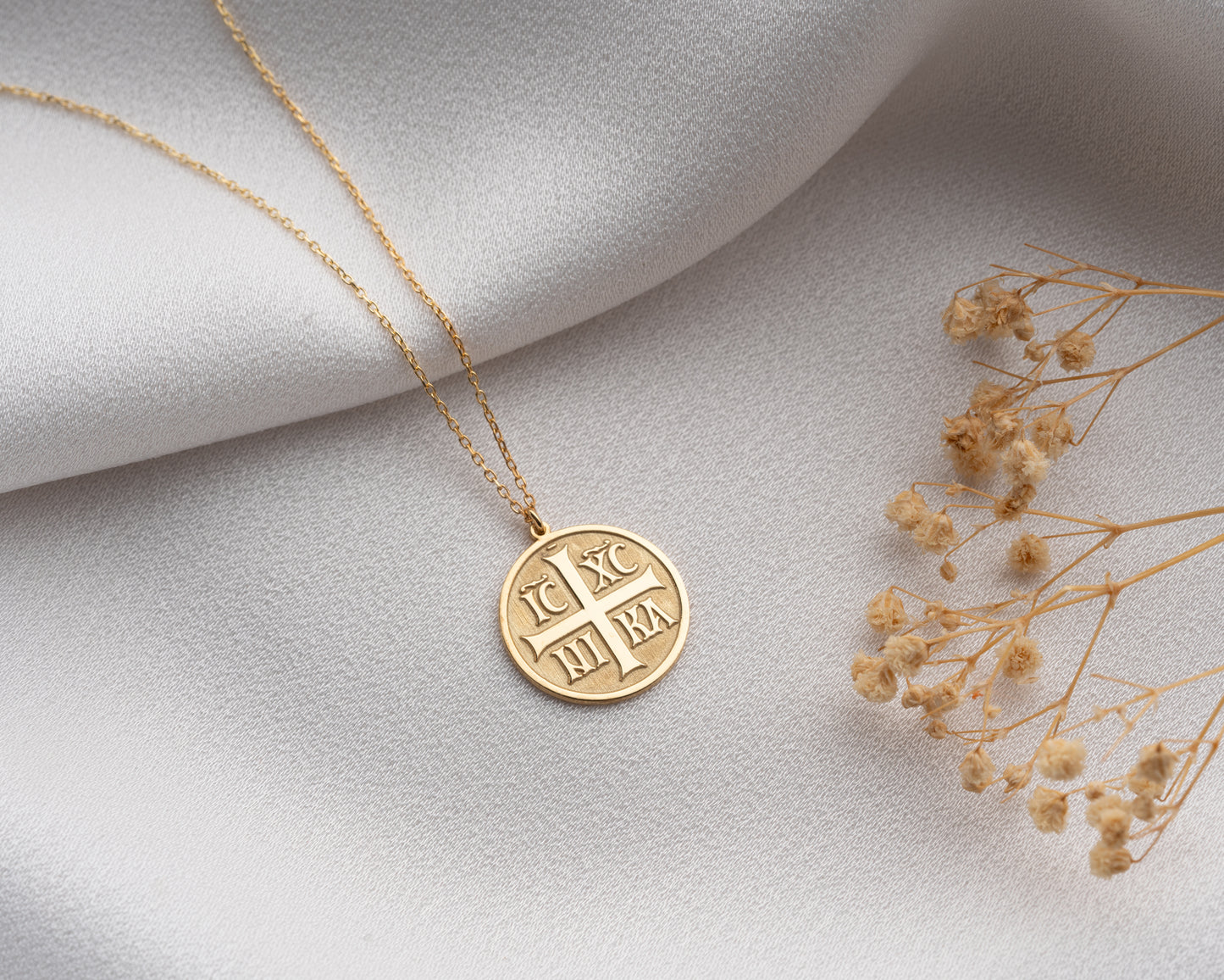 Greek Orthodox Medallion Cross Necklace