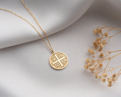 Greek Orthodox Medallion Cross Necklace