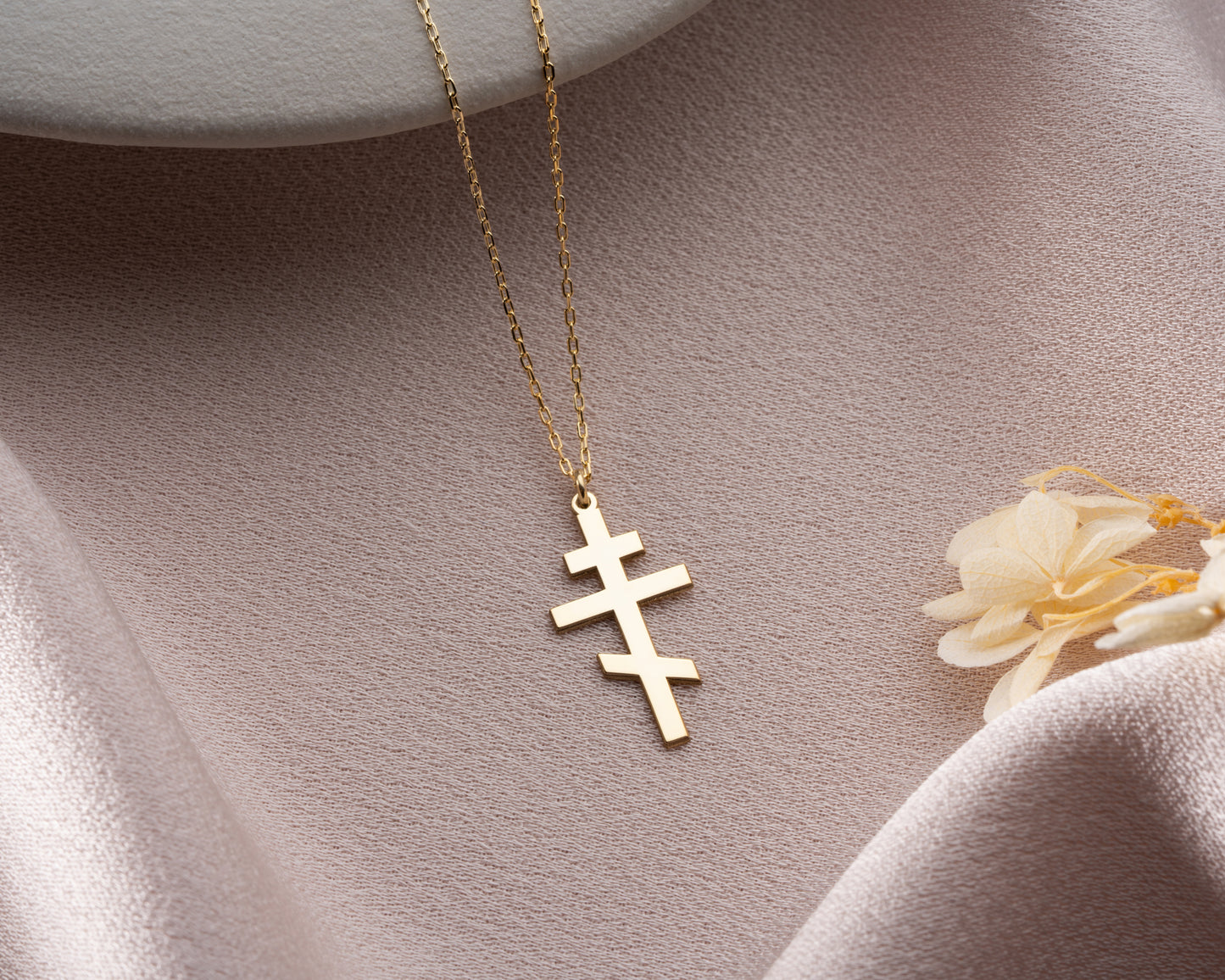 Orthodox cross necklace in gold and silver