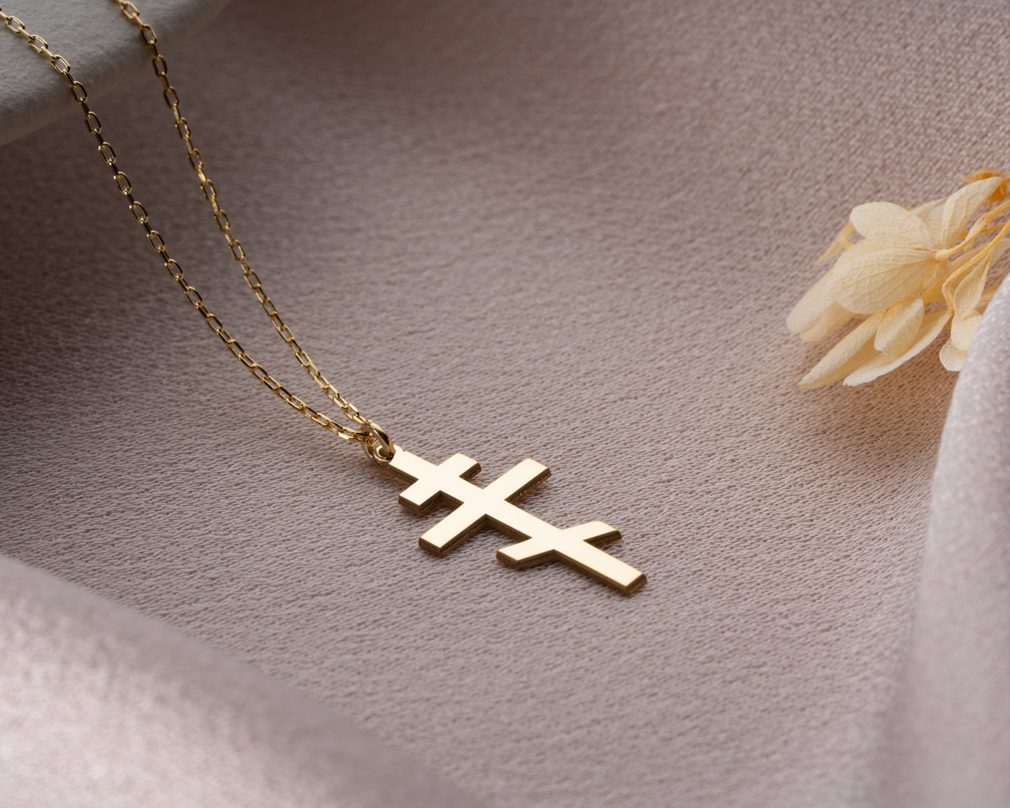 Orthodox cross necklace in gold and silver
