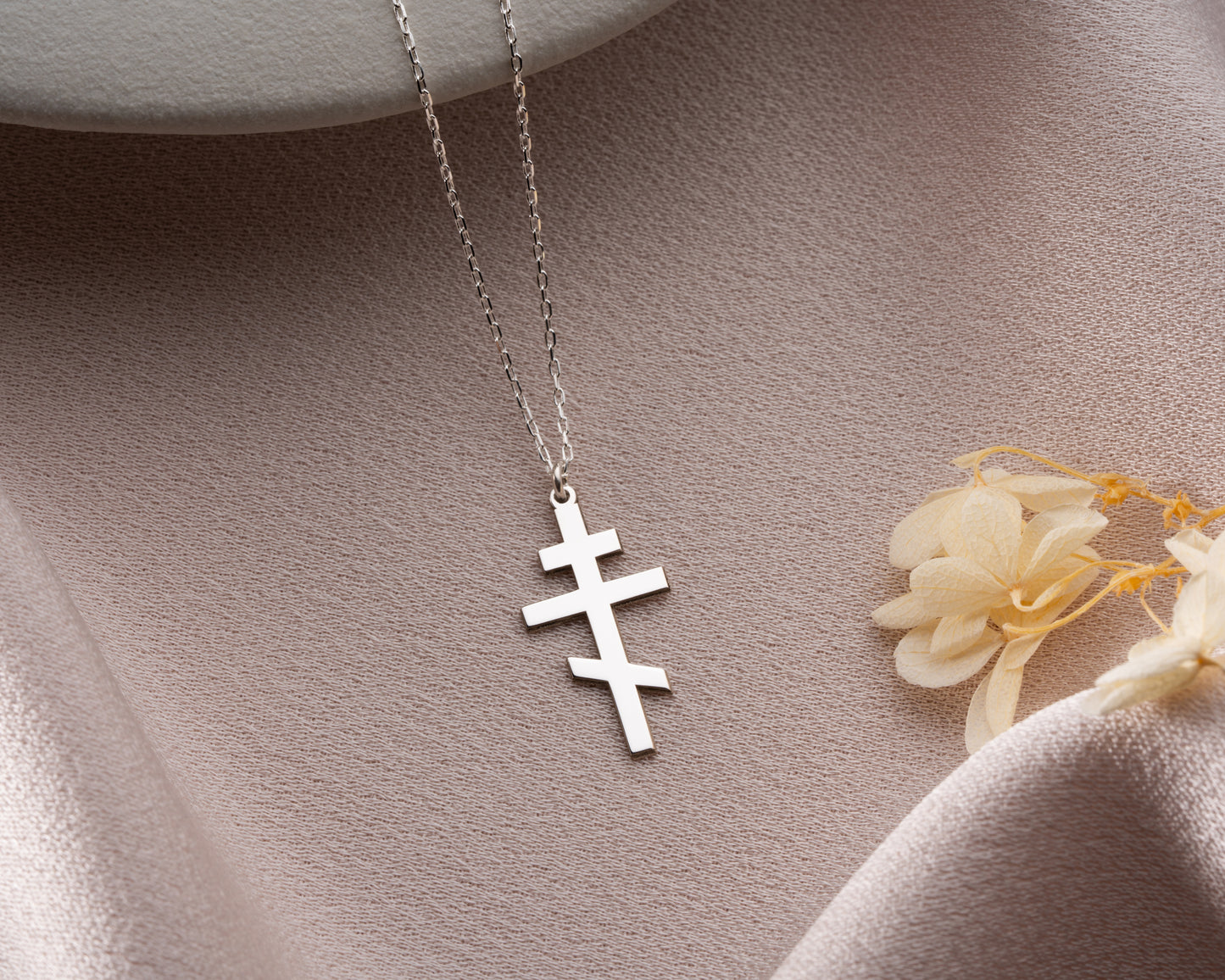 Orthodox cross necklace in gold and silver