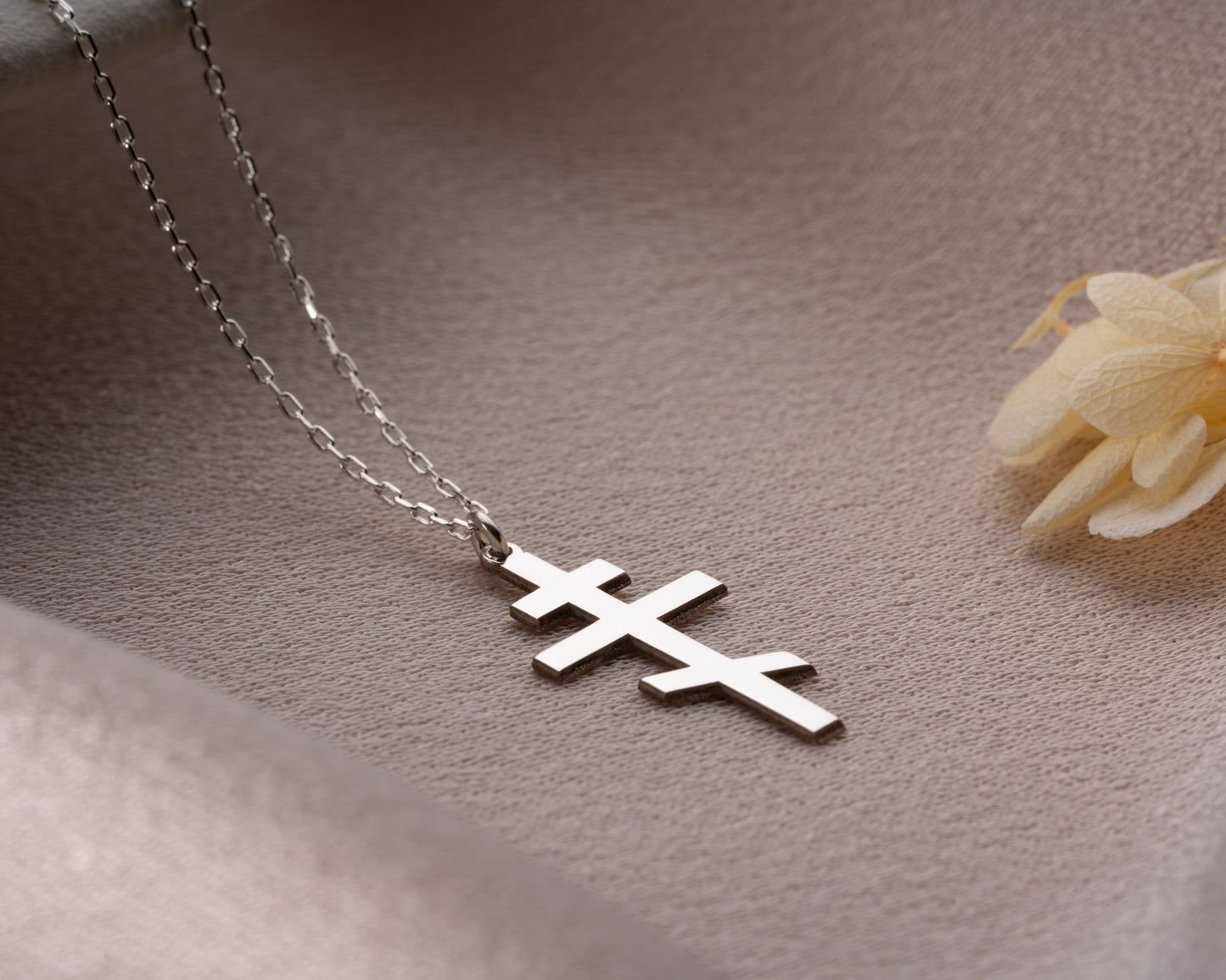 Orthodox cross necklace in gold and silver