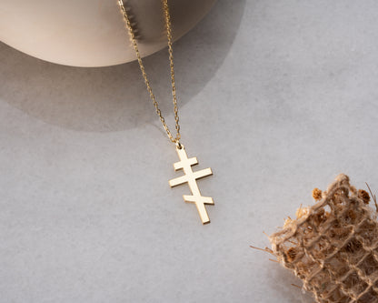 Orthodox cross necklace in gold and silver