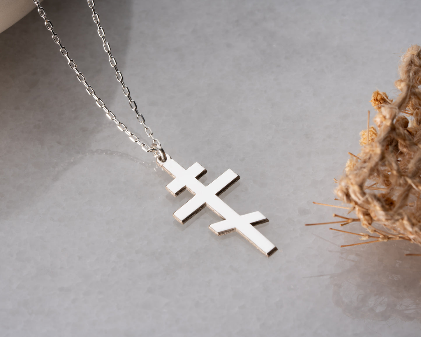 Orthodox cross necklace in gold and silver