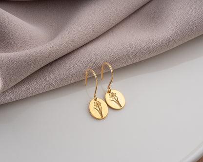 personalized birth flower earrings