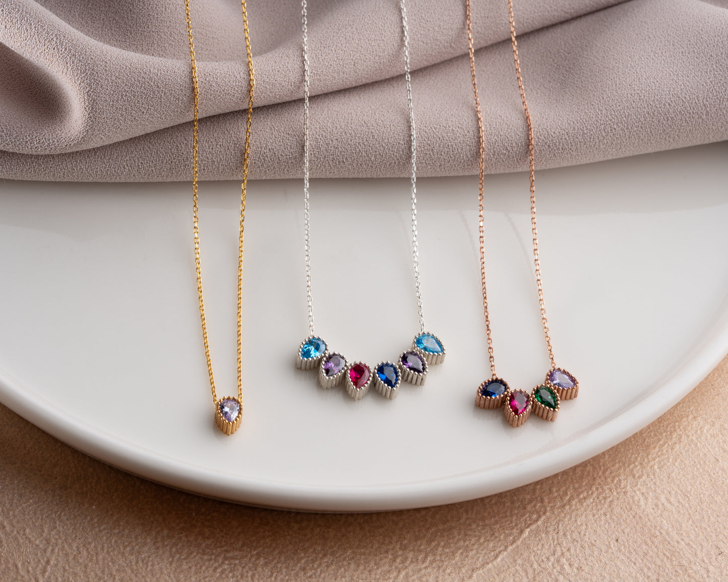 Personalized birthstone necklace collection
