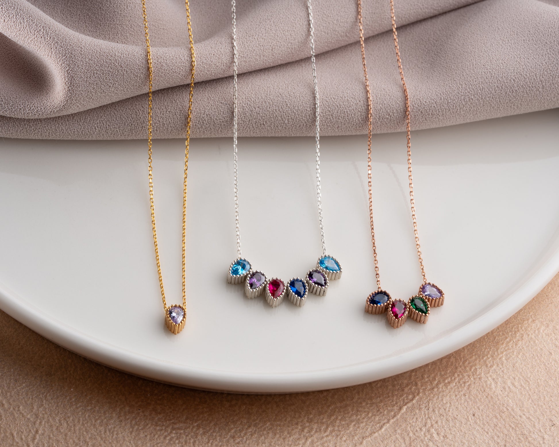 Personalized birthstone necklace collection