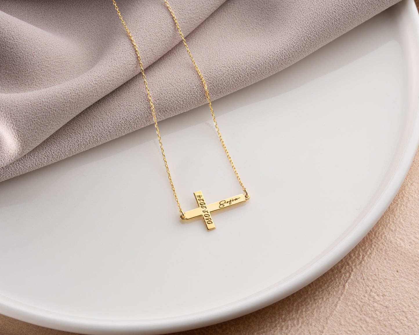 Personalized Christian cross necklace