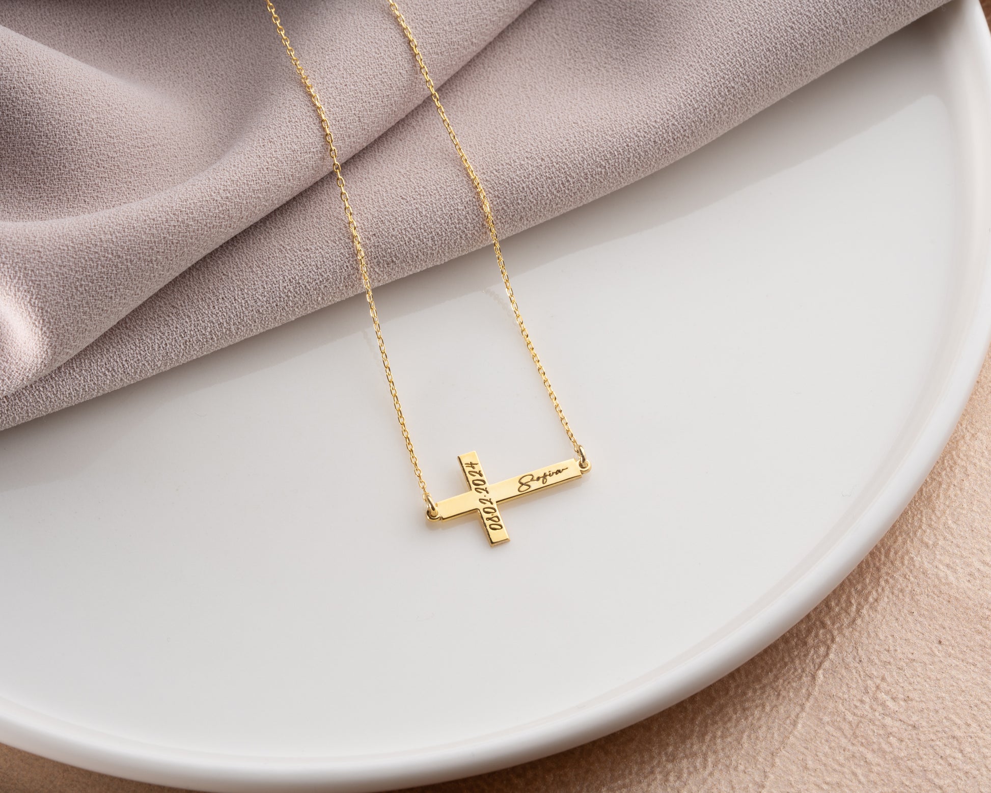 Personalized Christian cross necklace