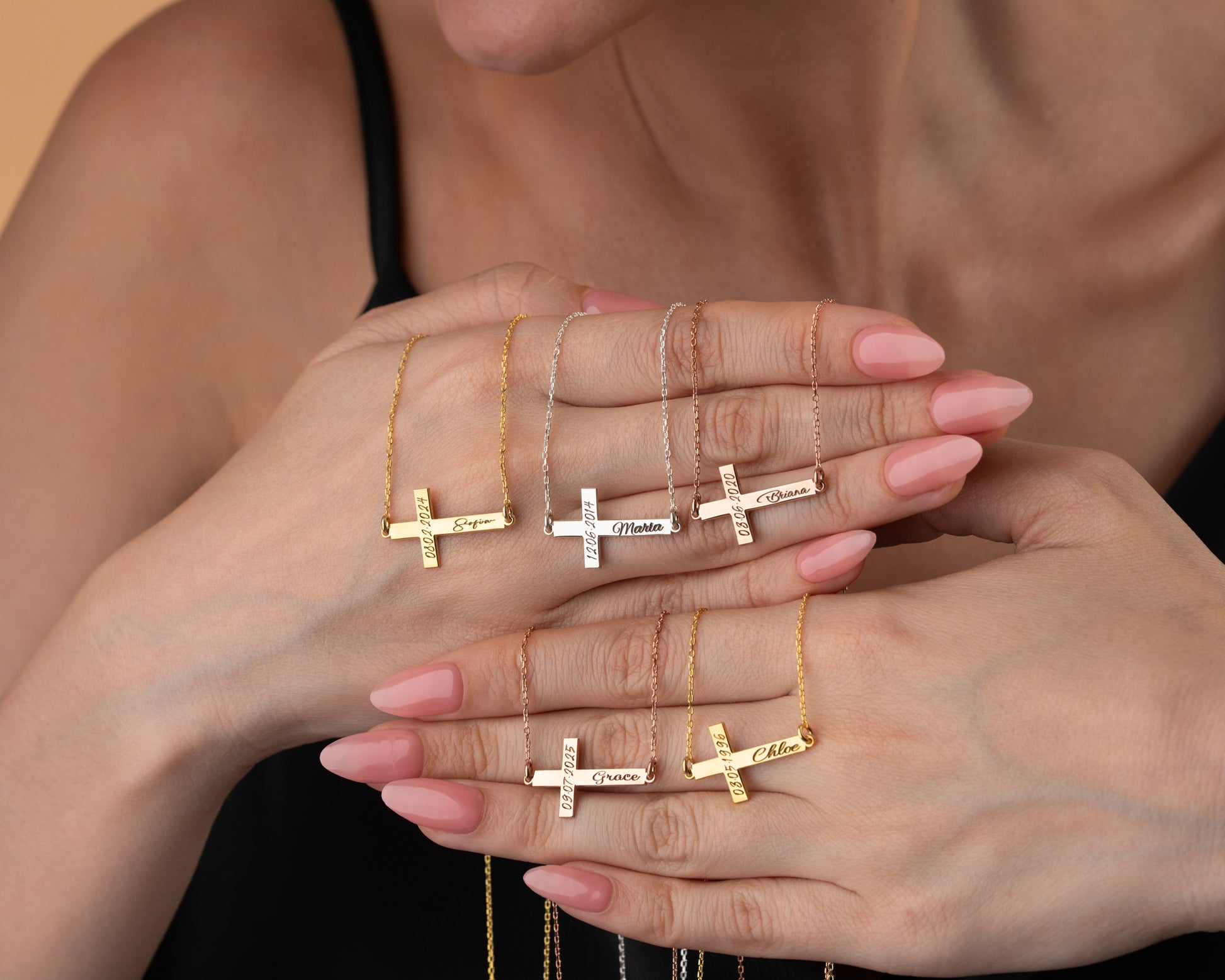 Personalized cross necklace collection