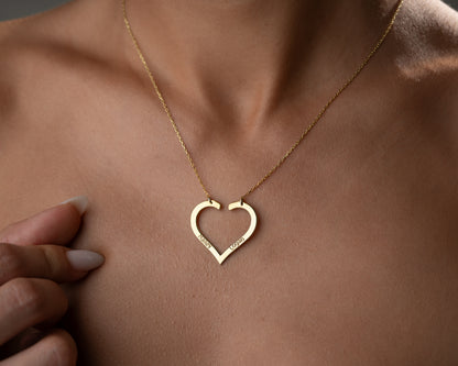 Heart name pendant necklace close-up