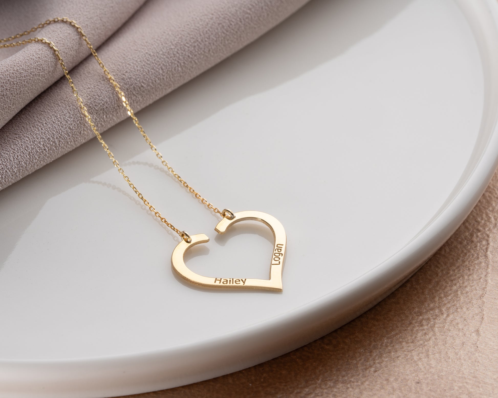 Heart name necklace lifestyle photo