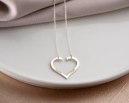 Custom heart pendant necklace detail