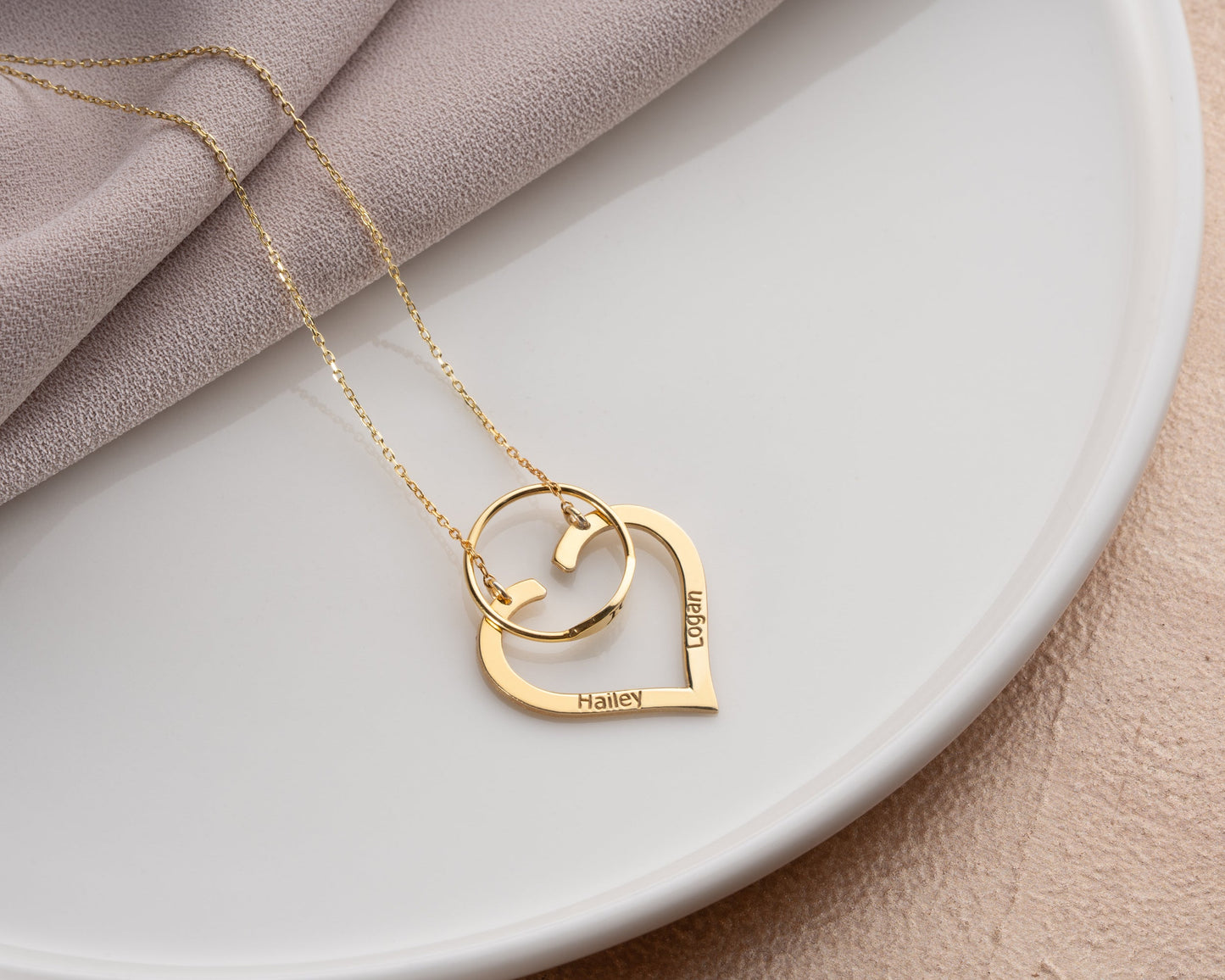 Personalized heart pendant necklace lifestyle detail