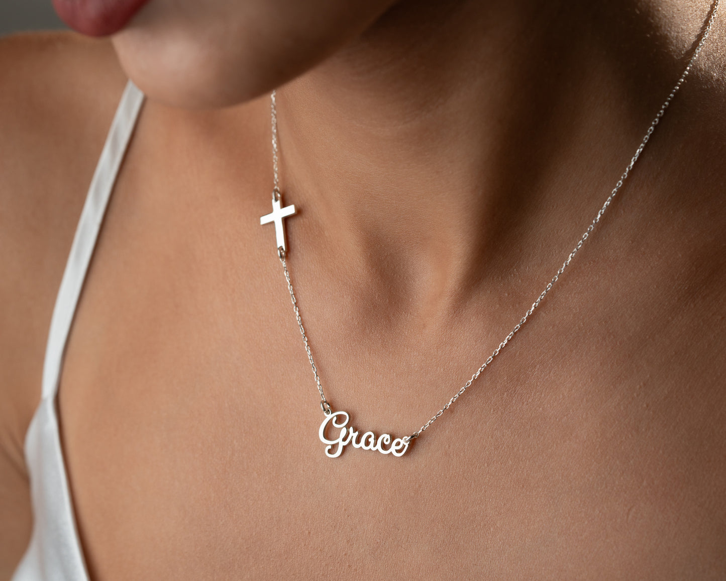 Personalized name necklace worn