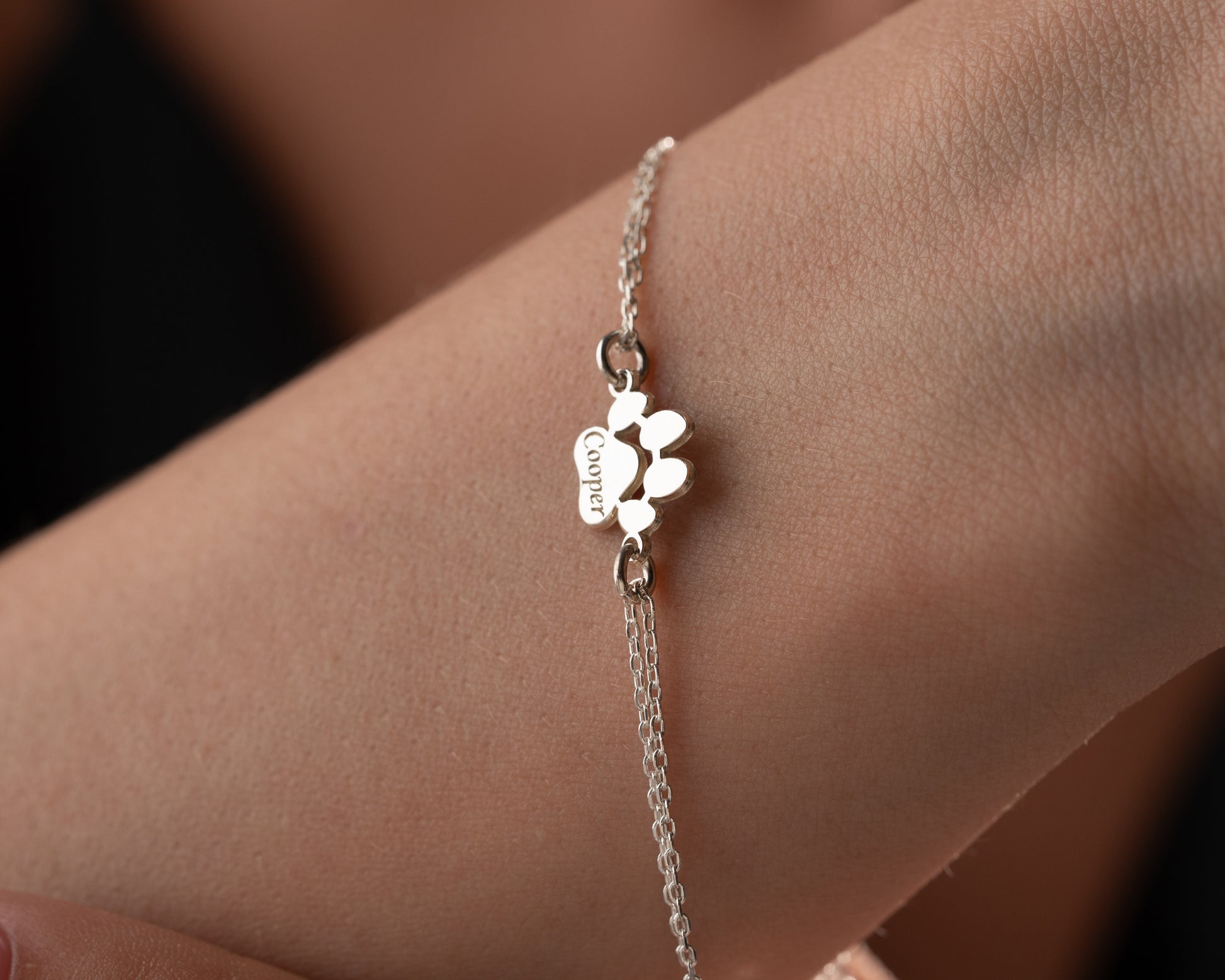 personalized cat paw name bracelet