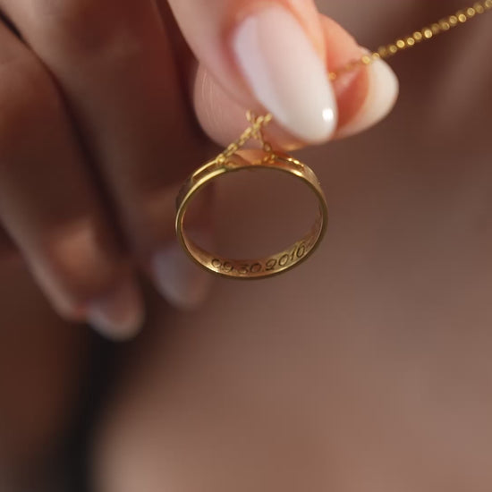 Engraved ring pendant necklace video