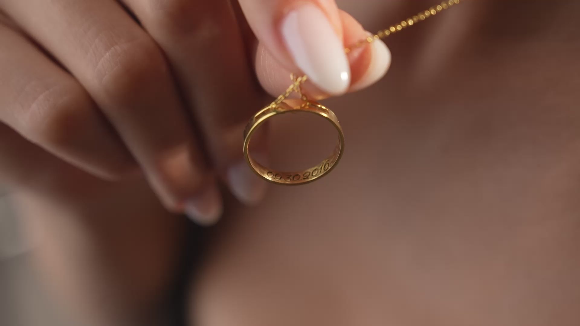 Engraved ring pendant necklace video
