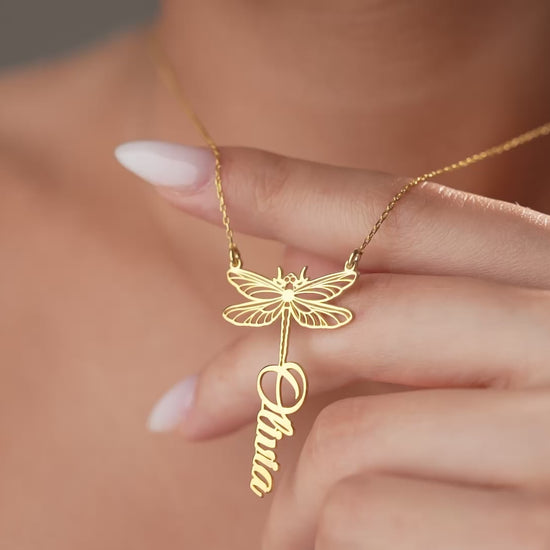 Personalized butterfly and dragonfly name necklace video