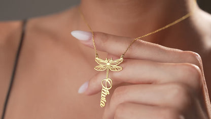 Personalized butterfly and dragonfly name necklace video