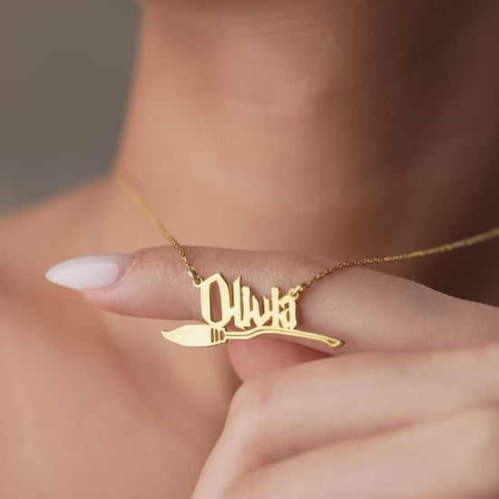 Personalized broom name necklace video