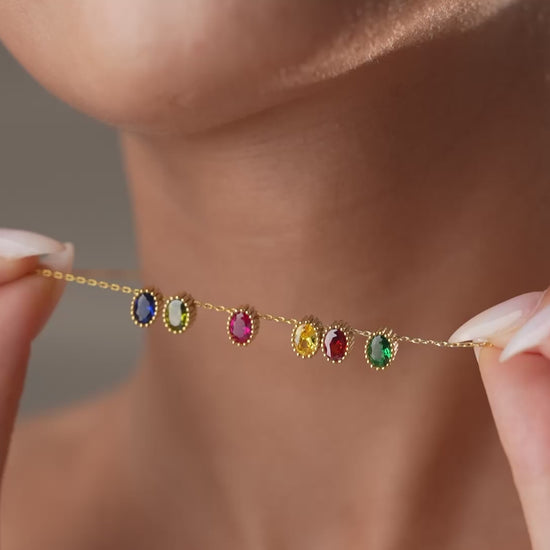 Custom Family Birthstone Necklace