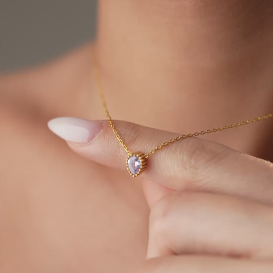 Pear birthstone necklace