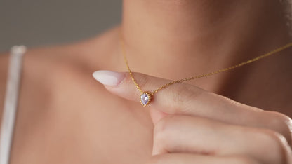 Pear birthstone necklace