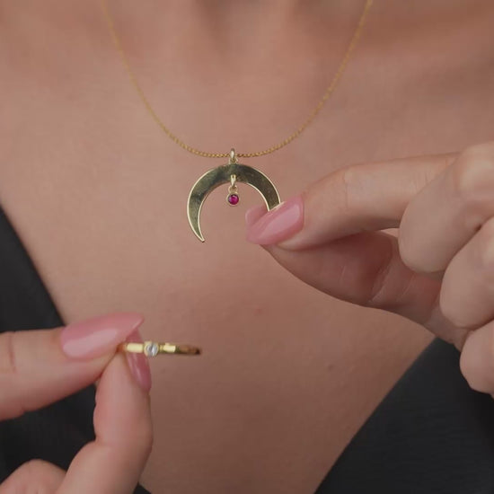 Crescent birthstone necklace video