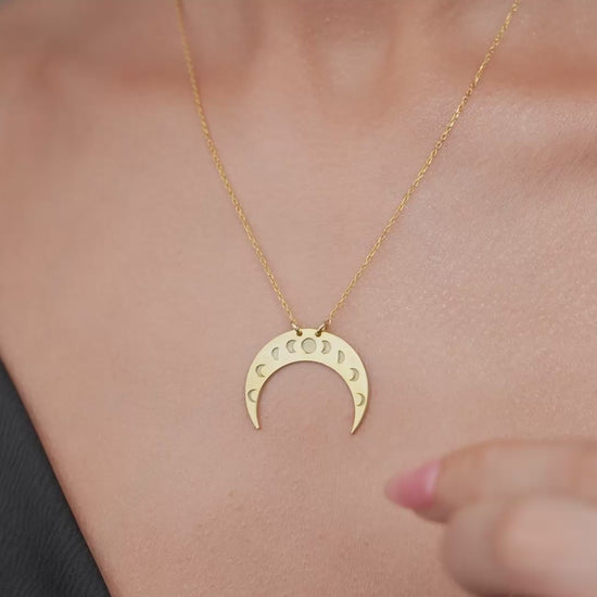Moon phase crescent necklace video