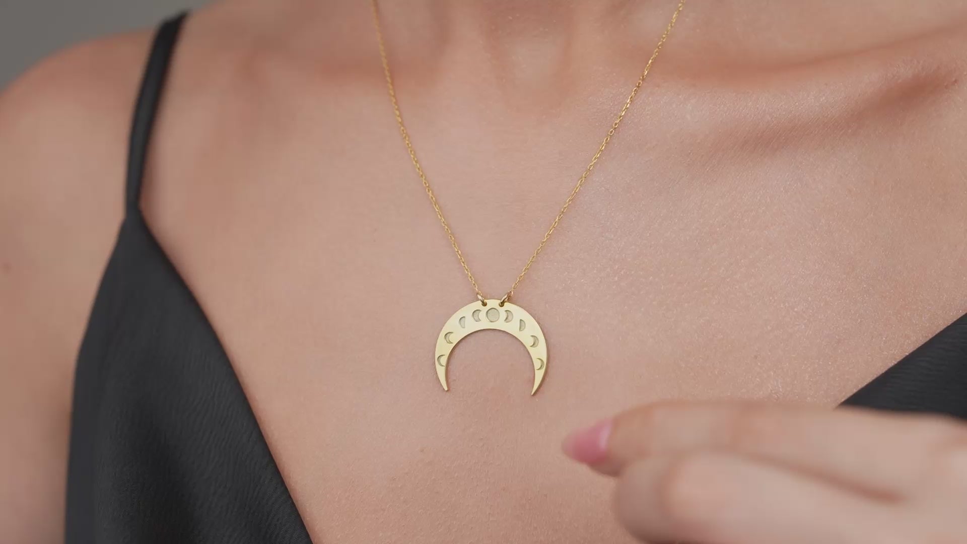 Moon phase crescent necklace video