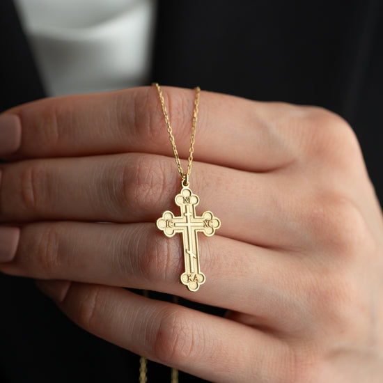 Religious Cross Necklace Inspired by Orthodox Tradition