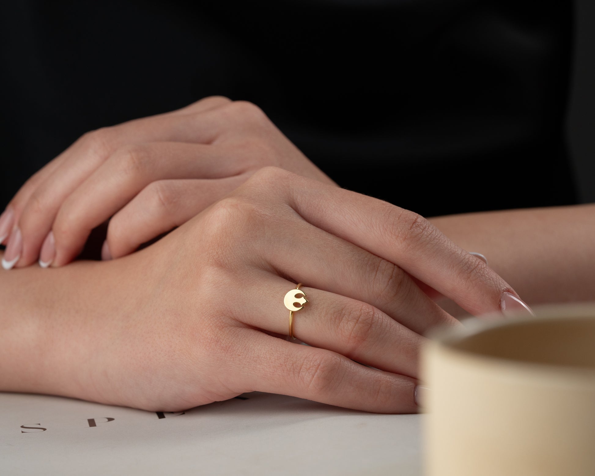 Celestial emblem ring in gold finish