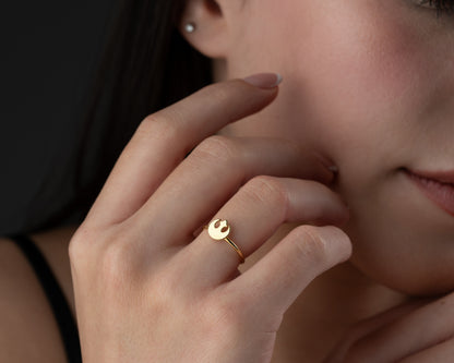 Gold rebel symbol ring lifestyle view