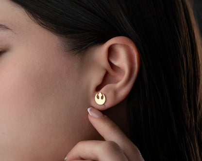 Minimal rebel symbol earrings in gold
