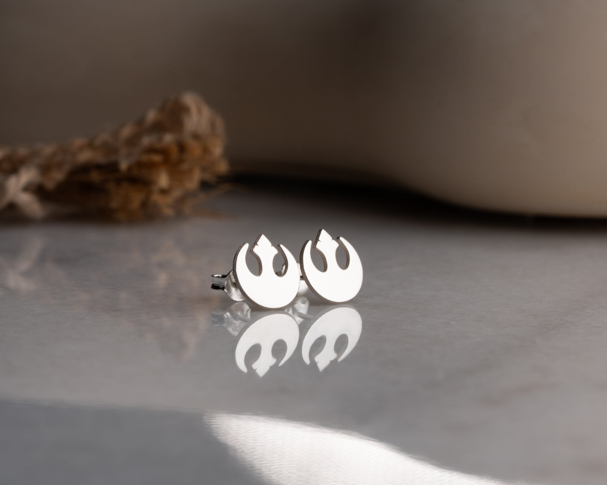 Rebel inspired stud earrings final detail
