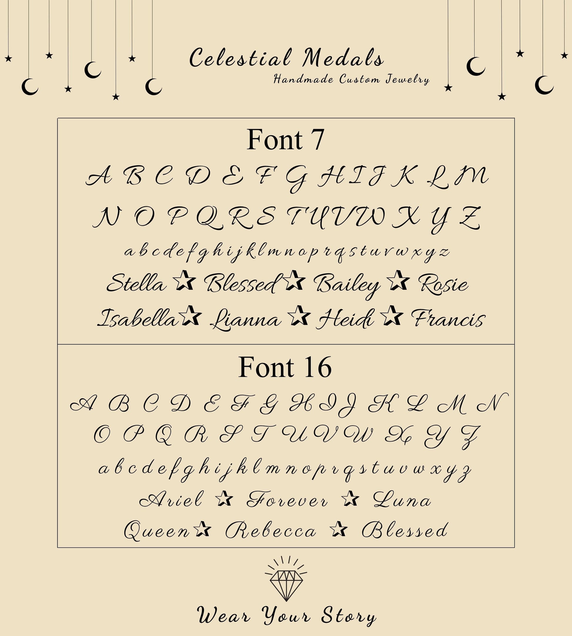 script font chart