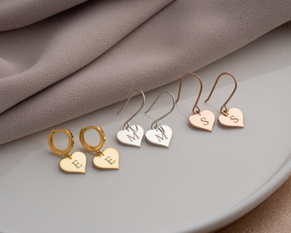 silver letter earrings