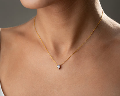 Single pear birthstone necklace