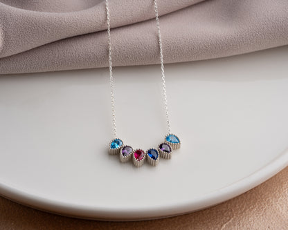 Six-stone family birthstone necklace