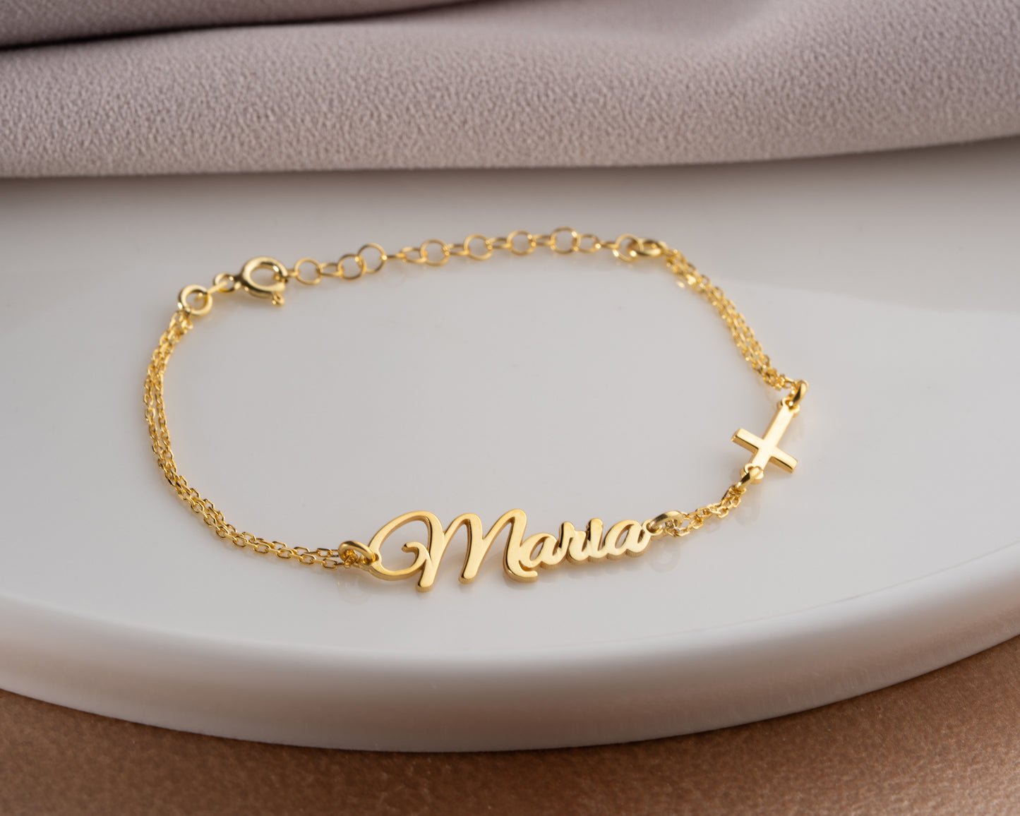 sterling silver name cross bracelet
