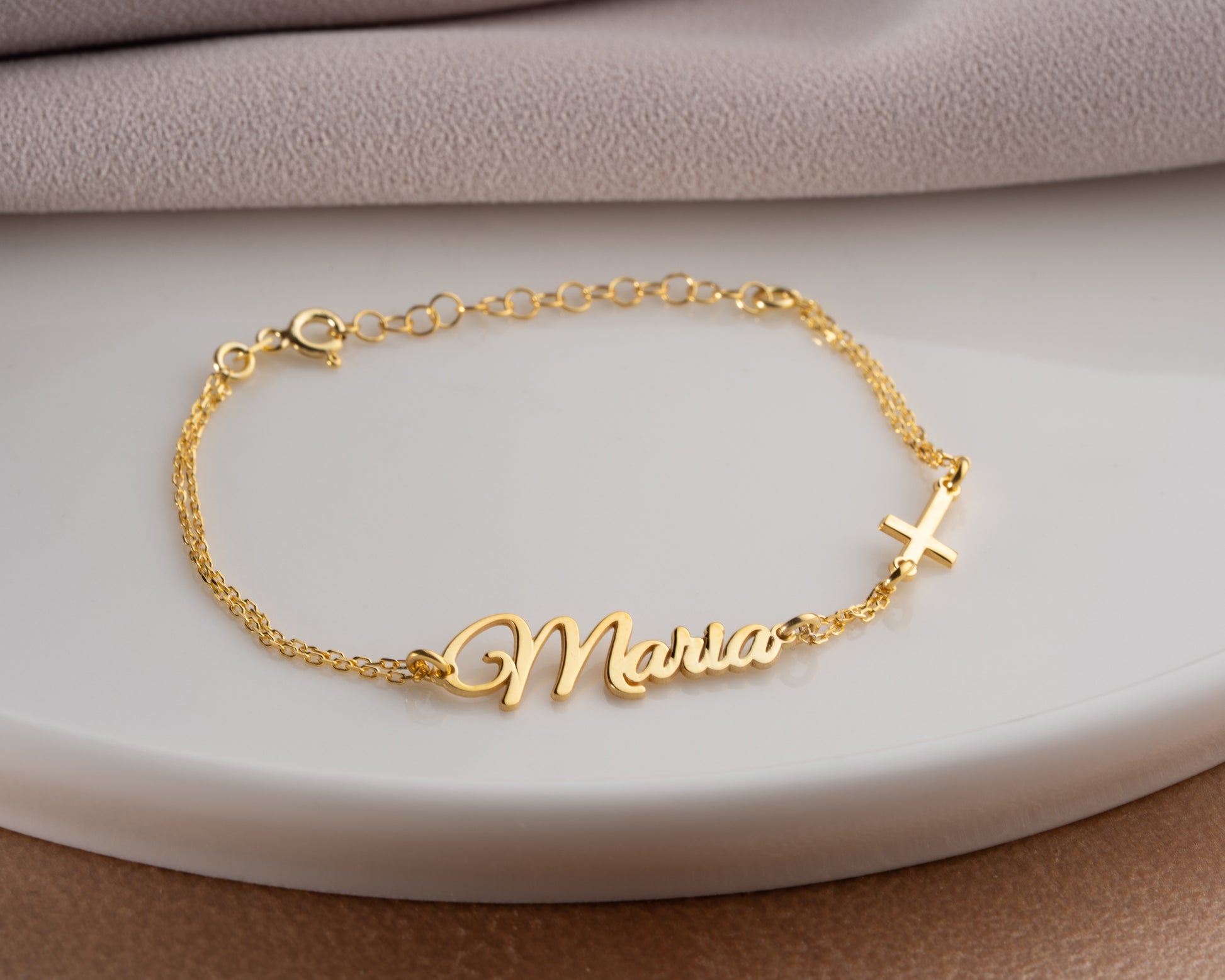sterling silver name cross bracelet