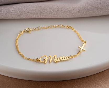 sterling silver name cross bracelet