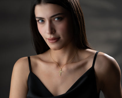 Studded cross pendant necklace