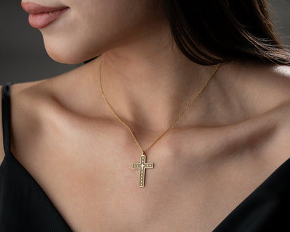 Studded cross pendant necklace