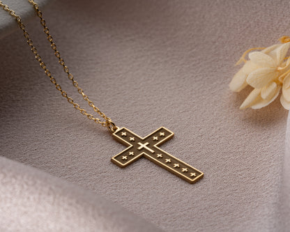 Studded cross pendant necklace