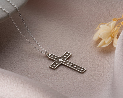 Studded cross pendant necklace