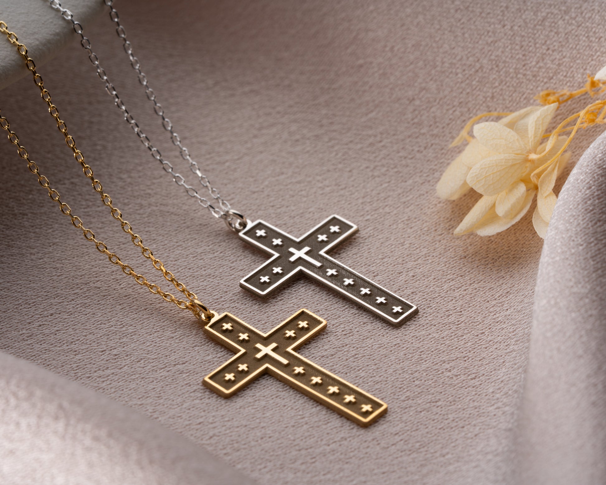 Studded cross pendant necklace