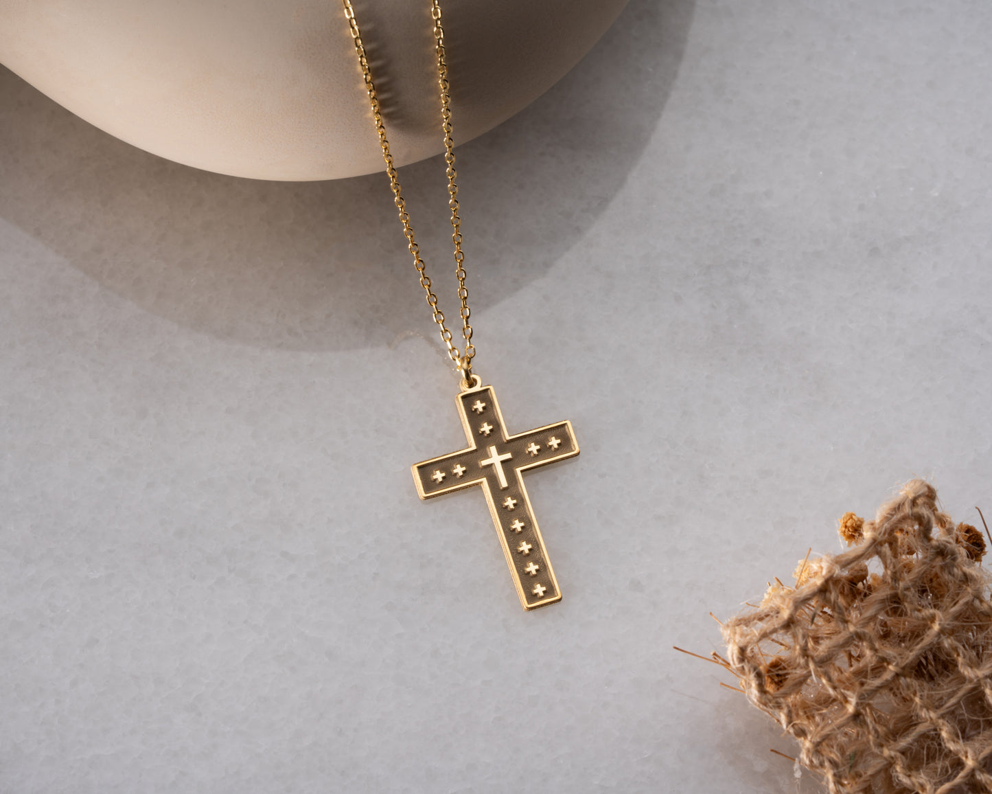 Studded cross pendant necklace