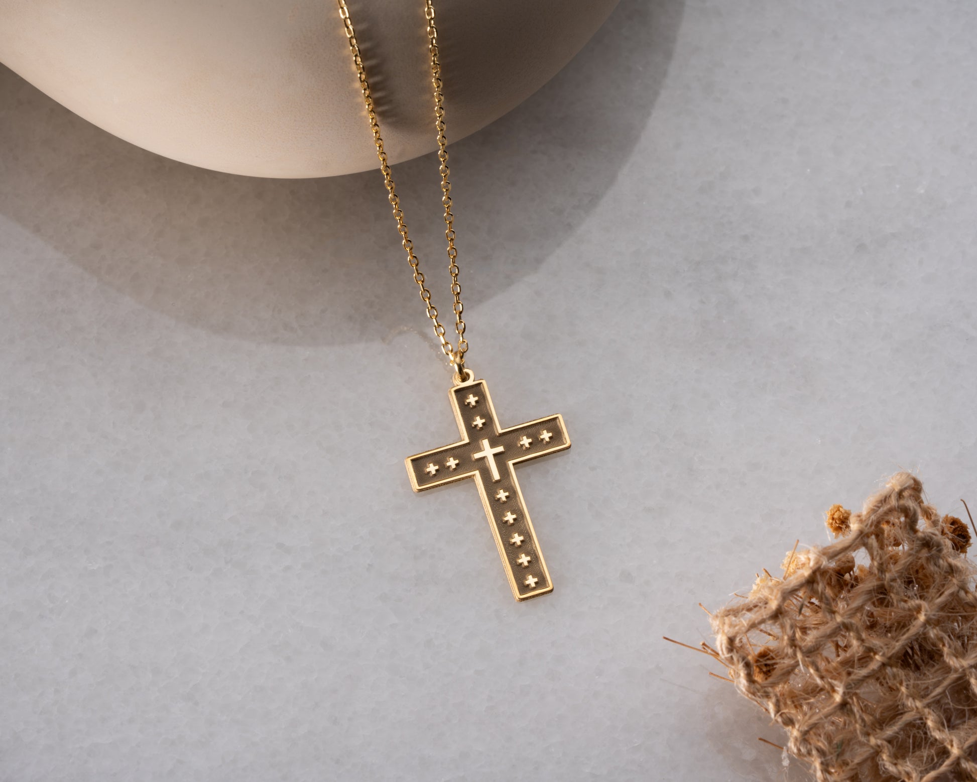 Studded cross pendant necklace